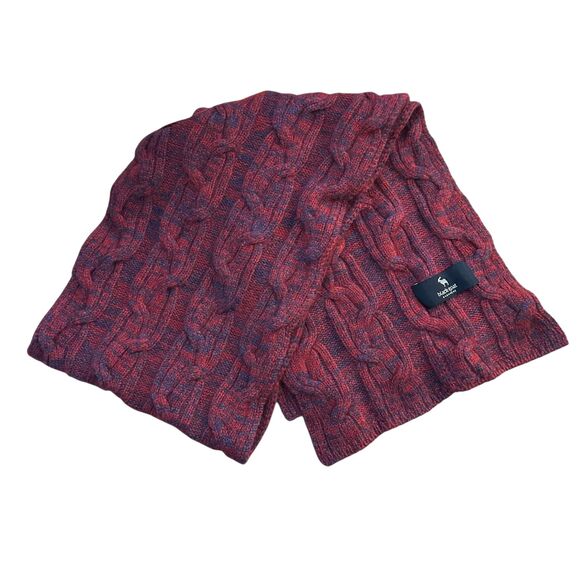 Black Goat Blue and Red Soft Cable Knit Cashmere Scarf 56" - Picture 1 of 4